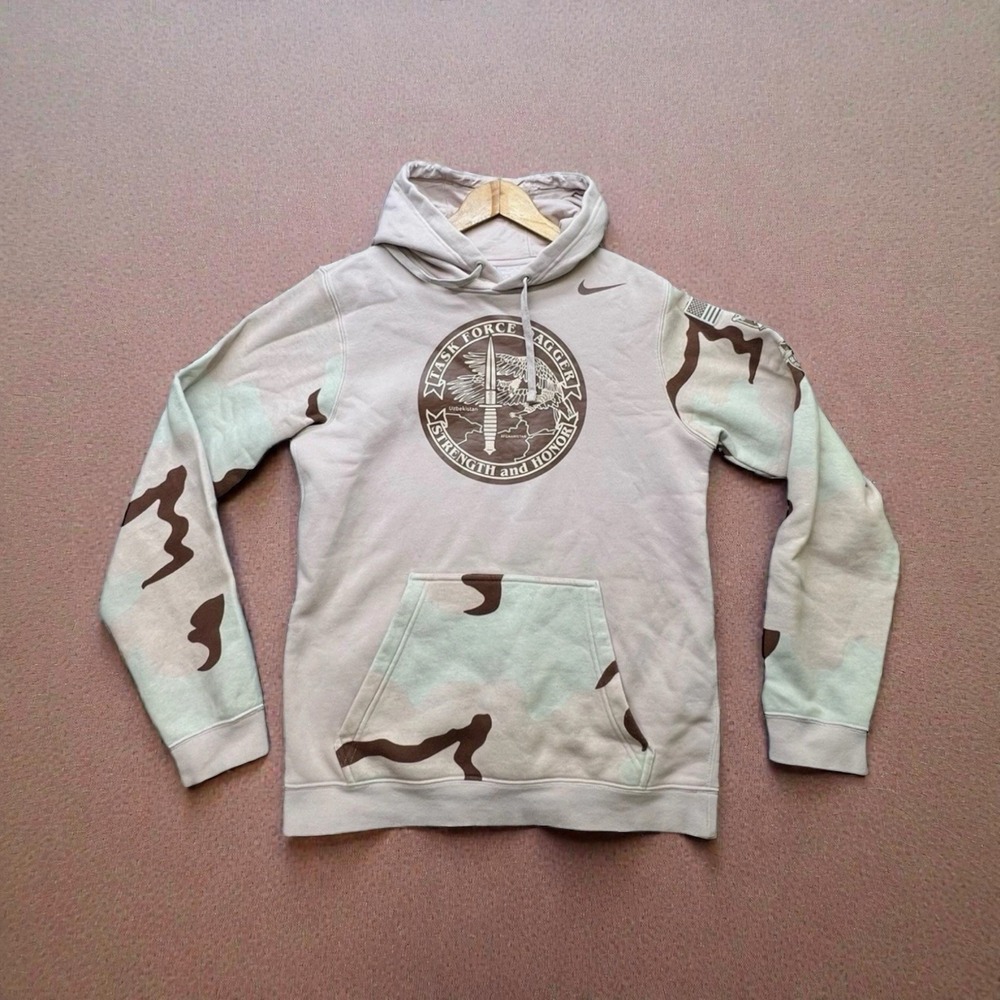 Nike Club Fleece Black Knight Task Force Dagger Hoodie Mens Small Camo Military